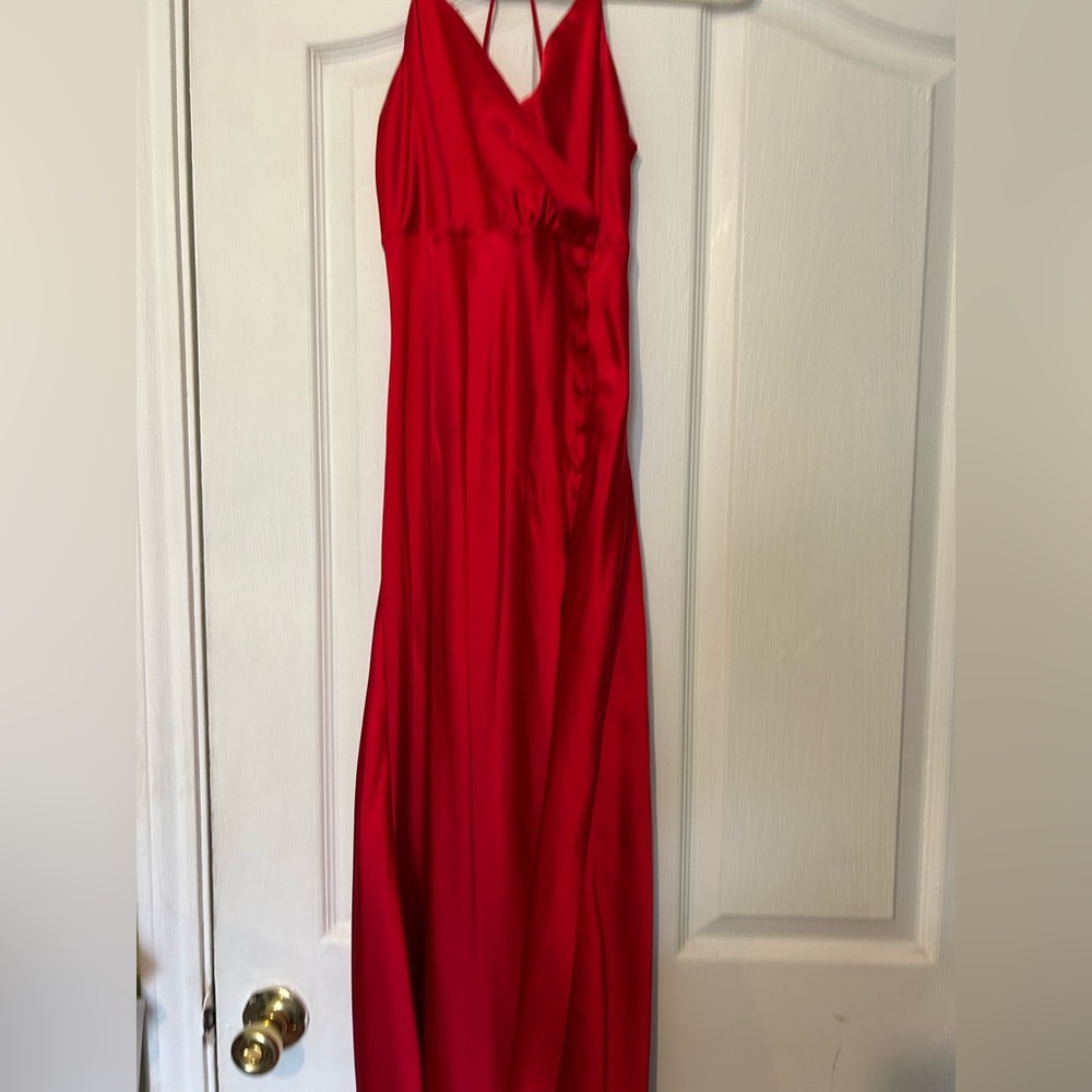 Zara red long silky midi dress - Picture 3 of 12